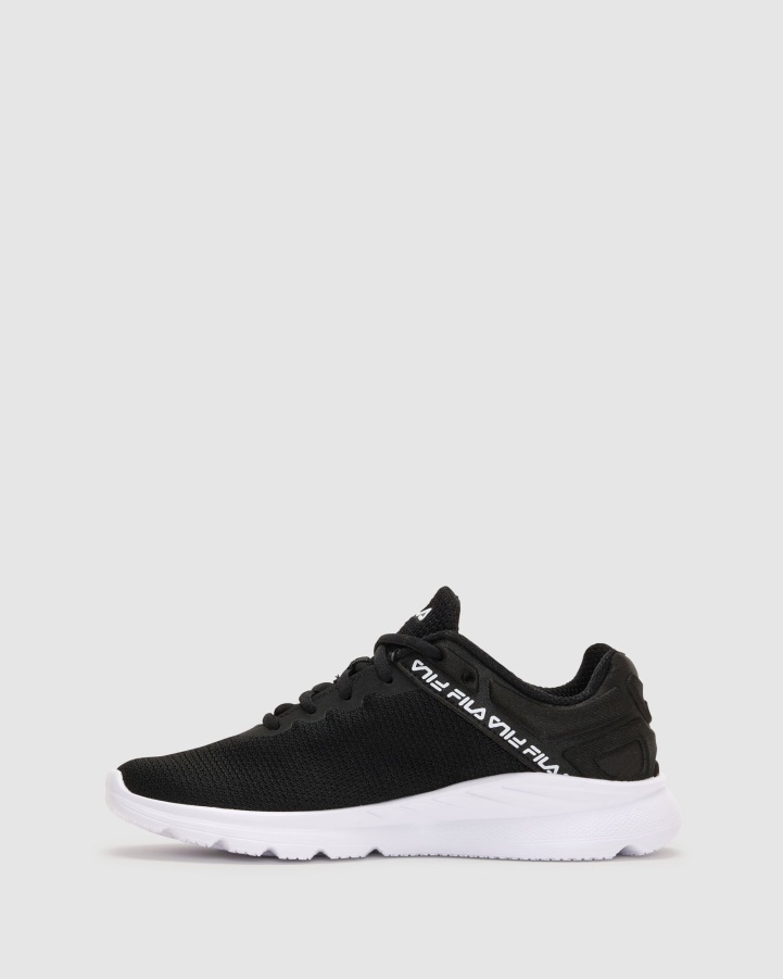 Black/Black/White Fila Women's Lightspin