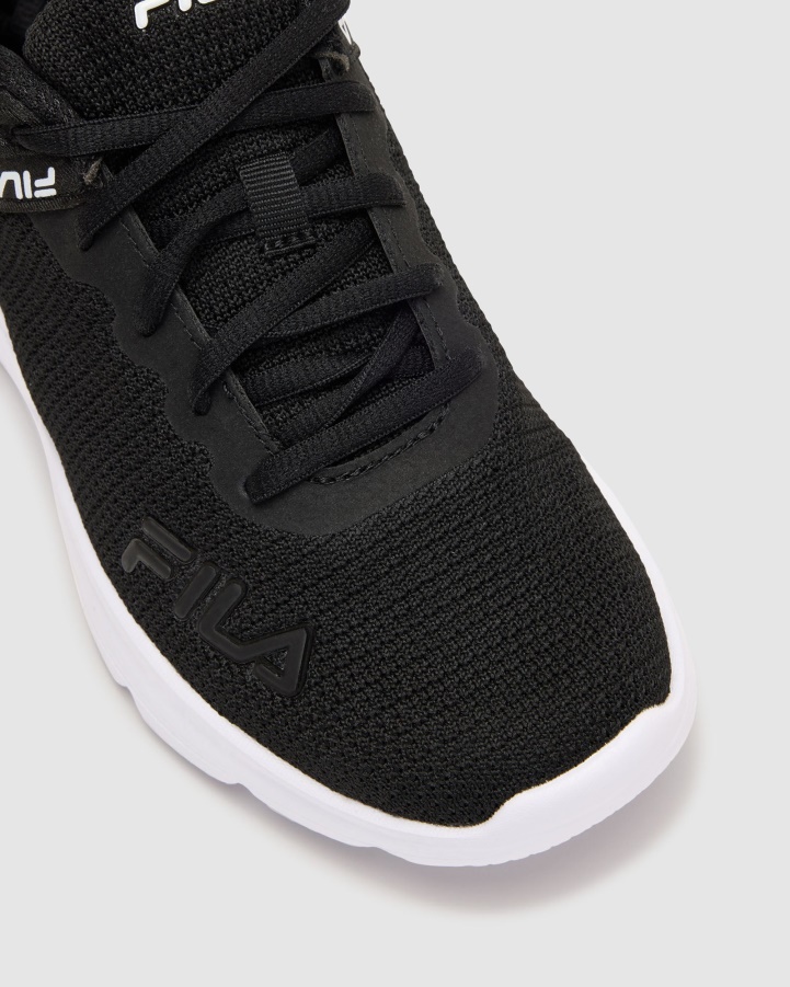 Black/Black/White Fila Women's Lightspin