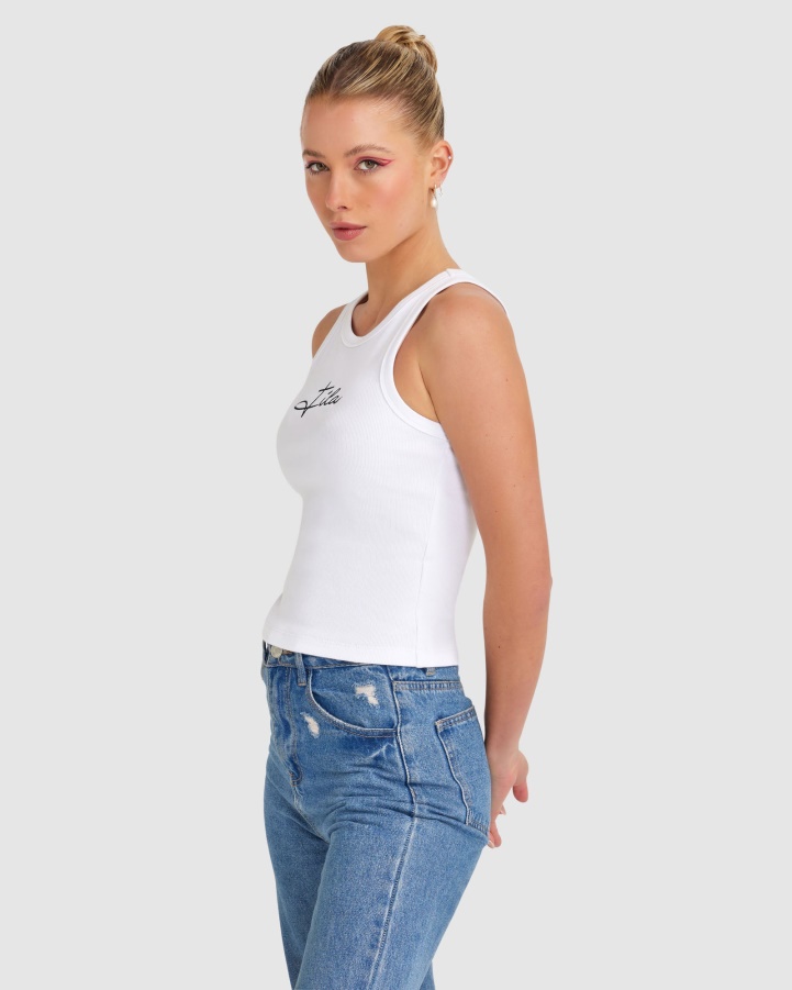 White Fila Women's Cinzia Rib Tank