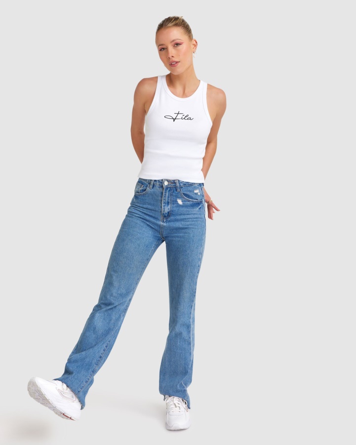 White Fila Women's Cinzia Rib Tank