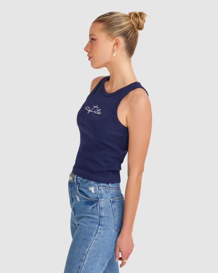 Women's Cinzia Rib Tank New Navy Fila