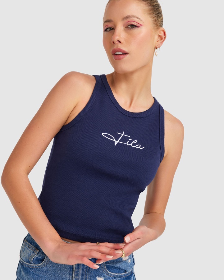 Women's Cinzia Rib Tank New Navy Fila