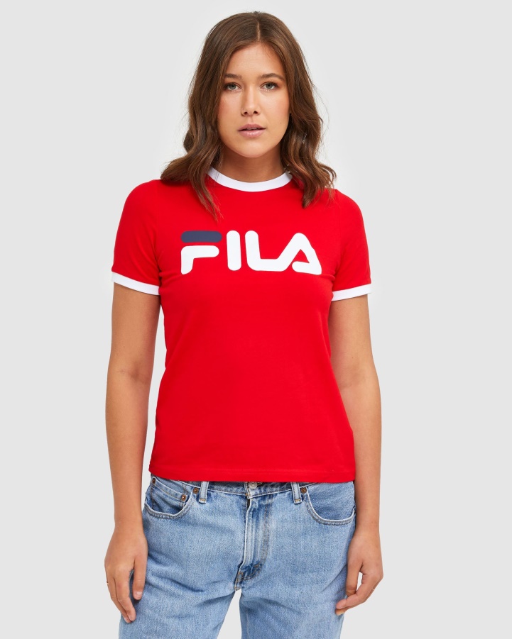 Red Fila Classic Women's Ringer Tee
