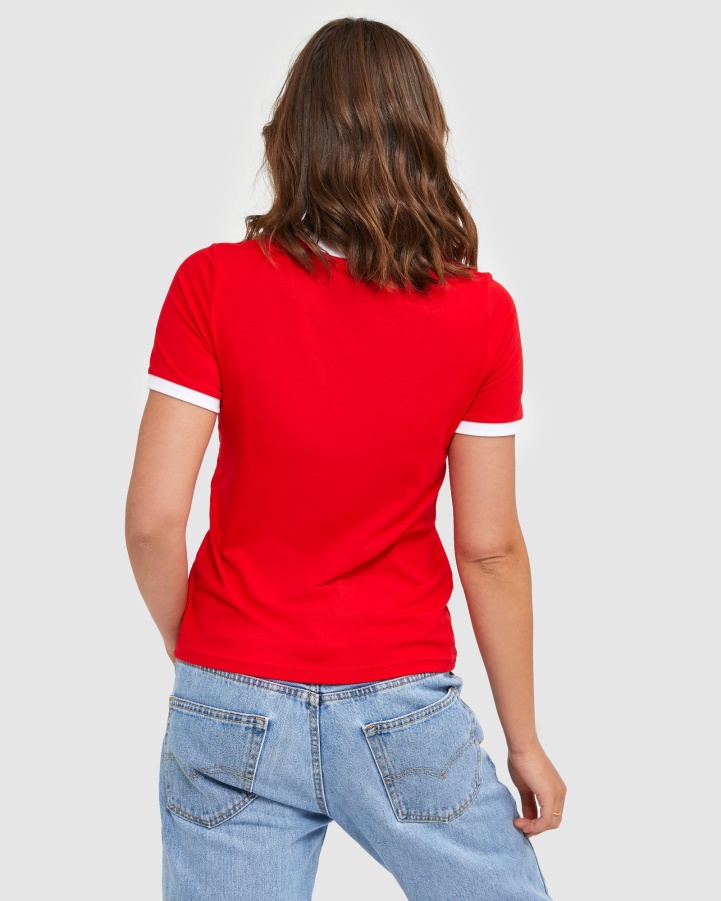 Red Fila Classic Women's Ringer Tee