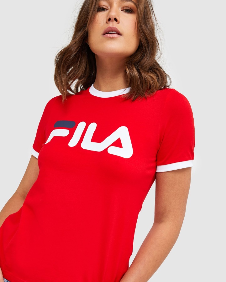 Red Fila Classic Women's Ringer Tee
