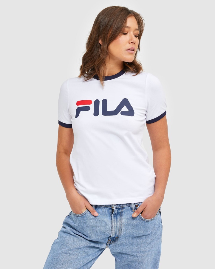 White Fila Classic Women's Ringer Tee
