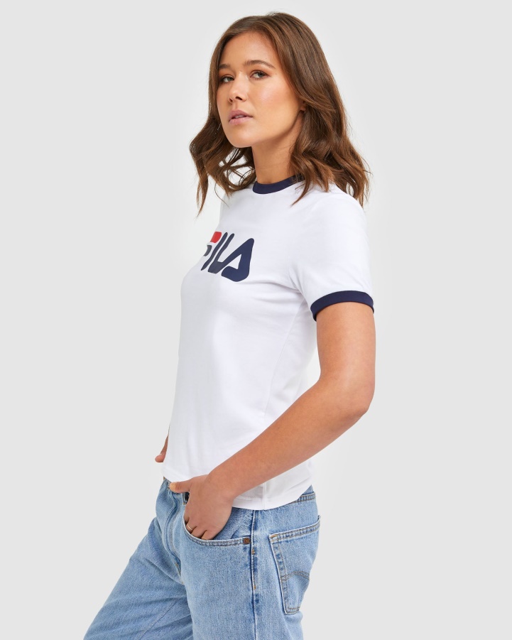 White Fila Classic Women's Ringer Tee