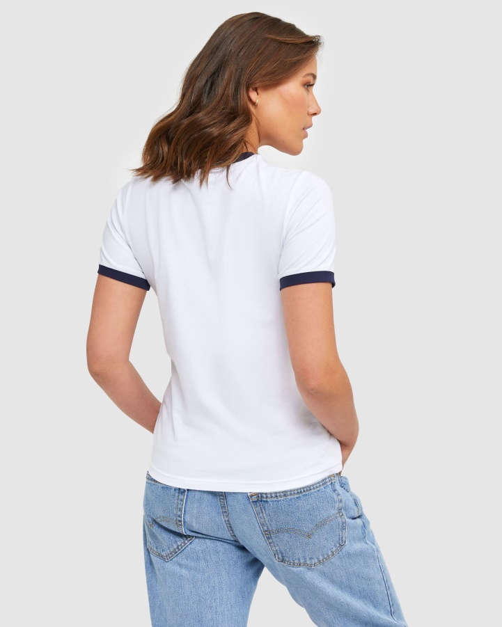 White Fila Classic Women's Ringer Tee