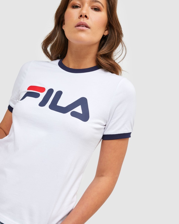 White Fila Classic Women's Ringer Tee