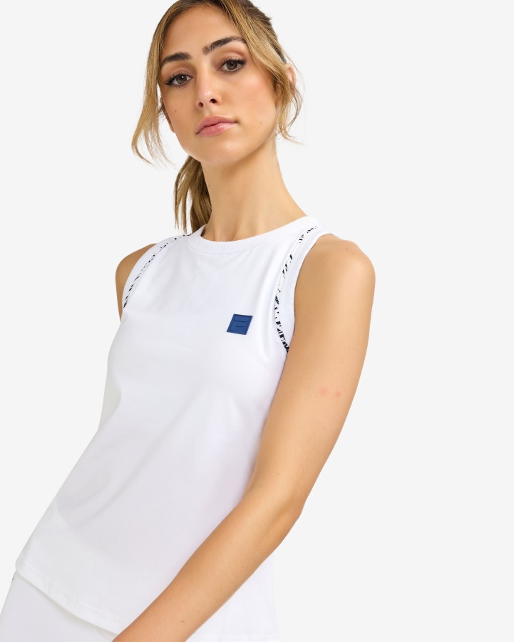 Fila White Fiji Print High Neck Tank
