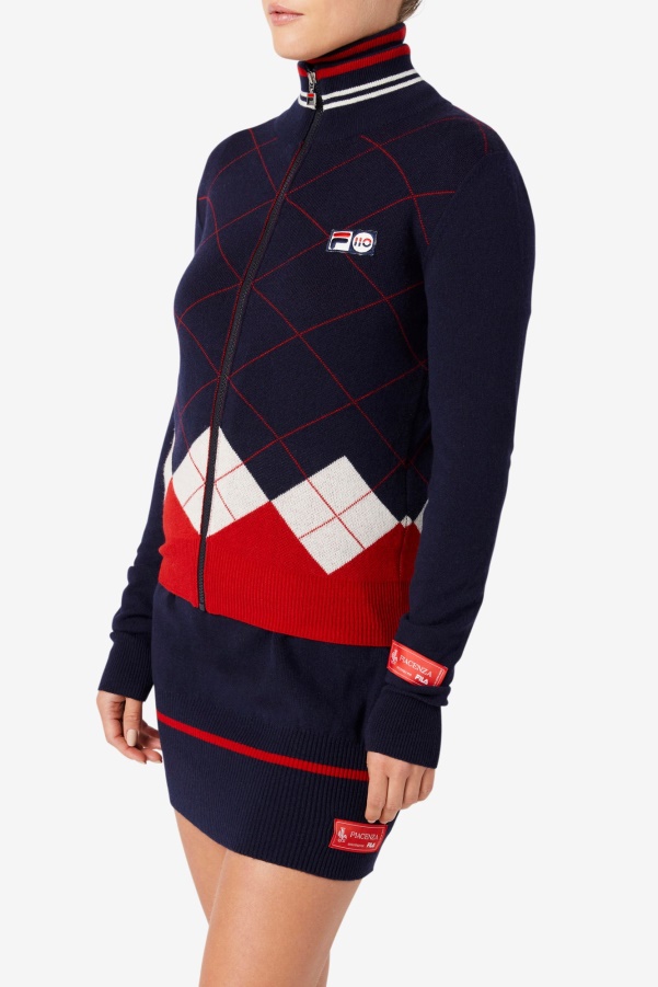 Full Zip Sweater Navy/White/Red Fila