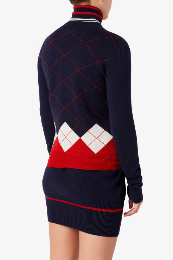 Full Zip Sweater Navy/White/Red Fila