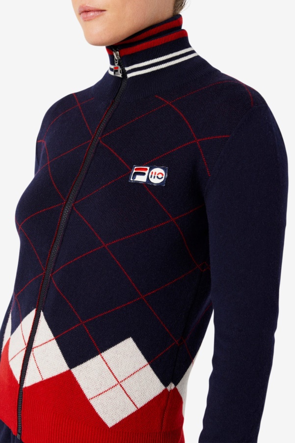 Full Zip Sweater Navy/White/Red Fila