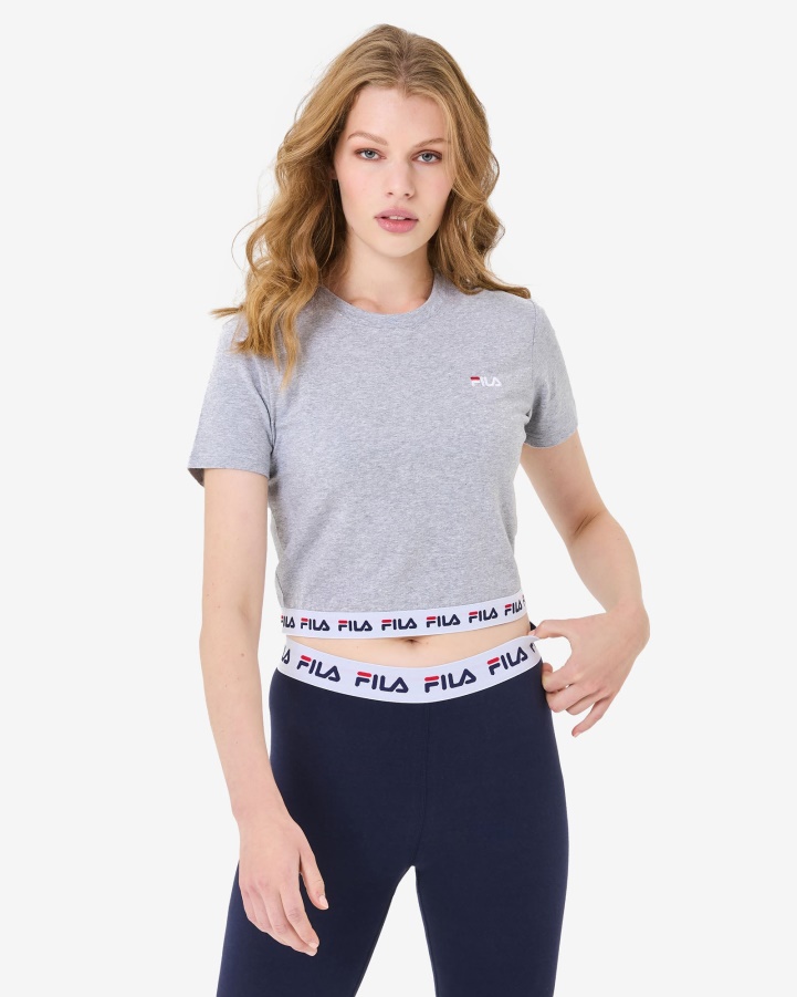 Fila Sage Cropped Tee Grey Marle