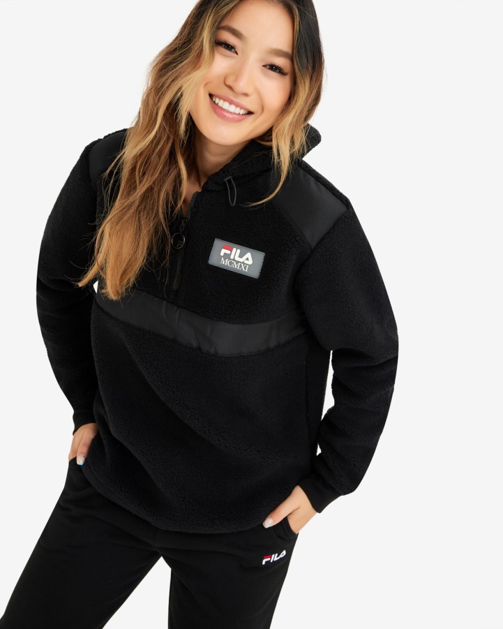 Black Women's Janet Teddy Qtr Zip Fila