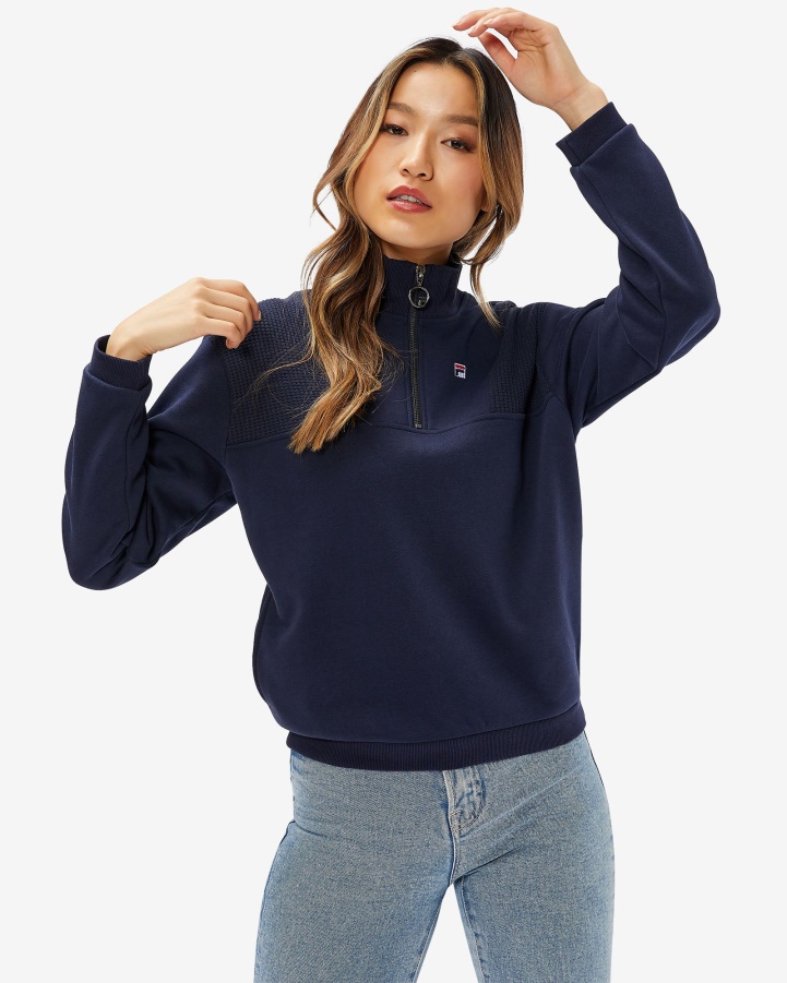 Fila Women's Badge Qtr Zip Navy