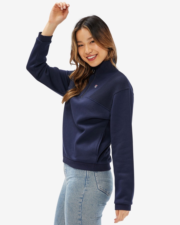 Fila Women's Badge Qtr Zip Navy