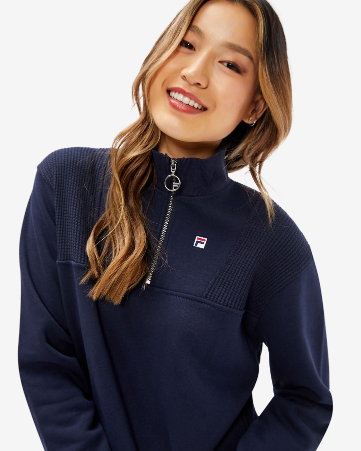 Fila Women's Badge Qtr Zip Navy