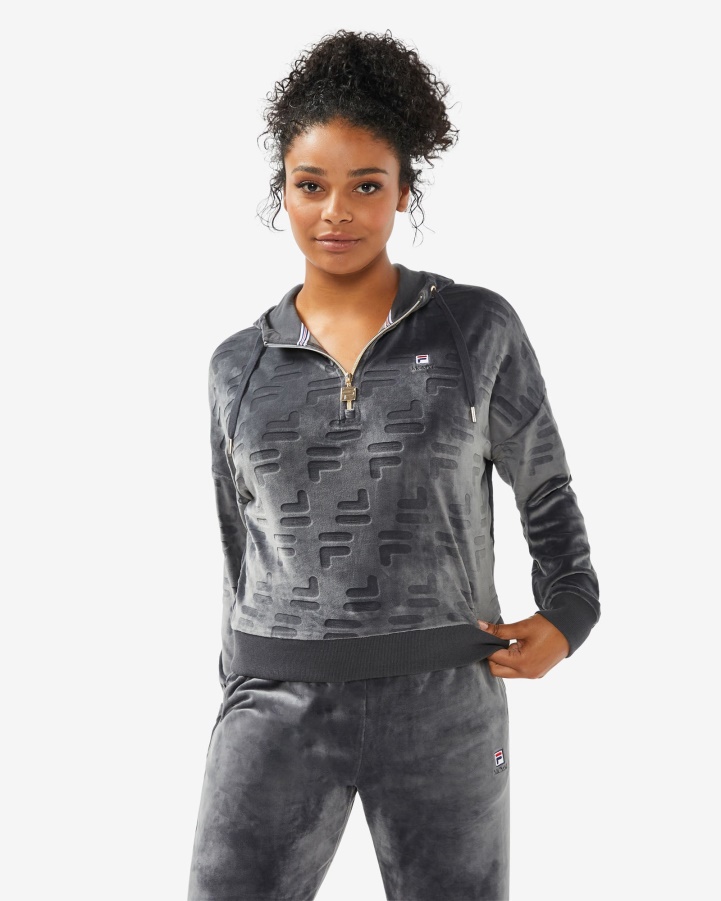 Black Oyster Fila Women's Aspena Qtr Zip