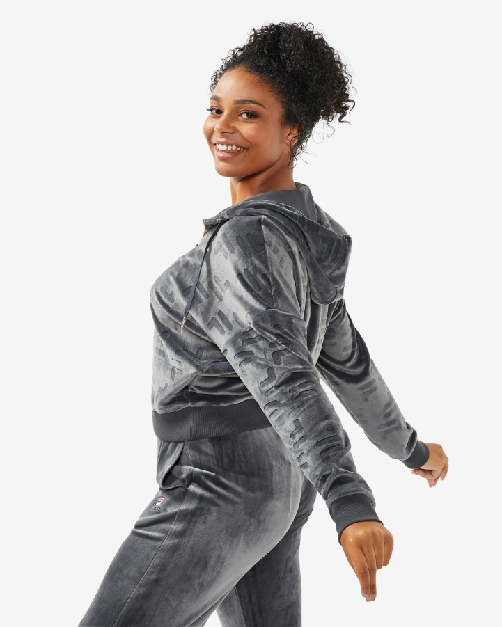 Black Oyster Fila Women's Aspena Qtr Zip