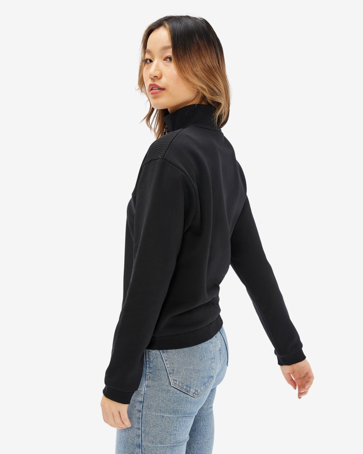 Women's Badge Qtr Zip Fila Black