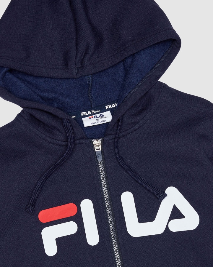 New Navy Fila Classic Kids Zip Hoody