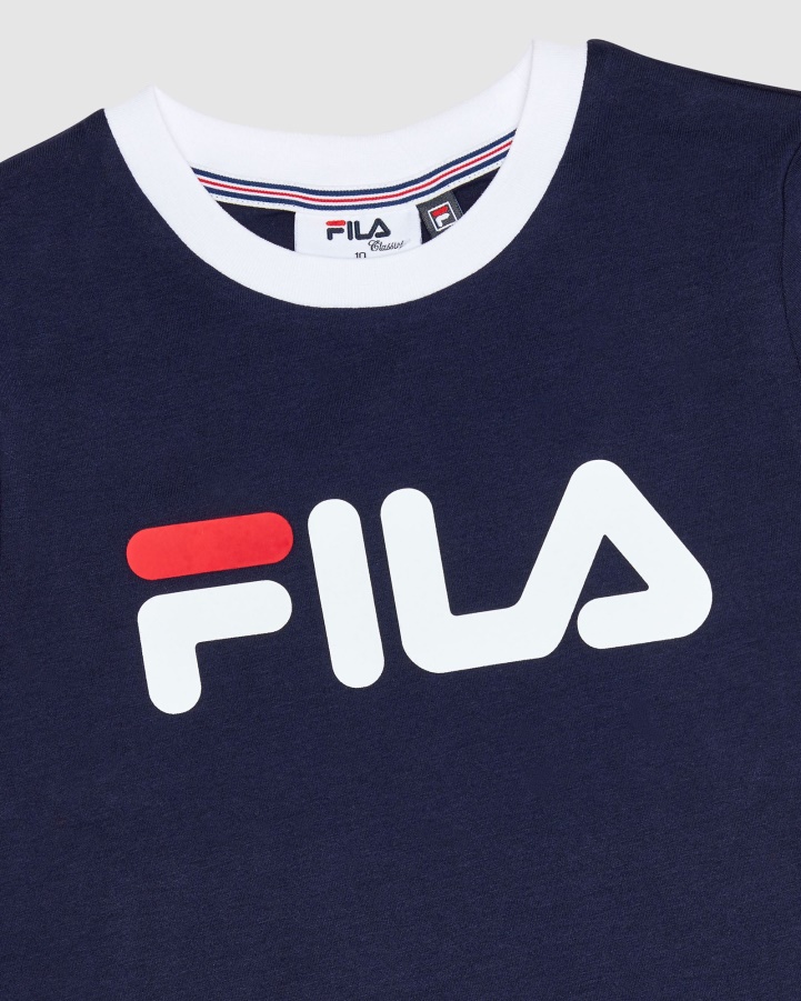 Classic Girl's Ringer Tee Fila New Navy
