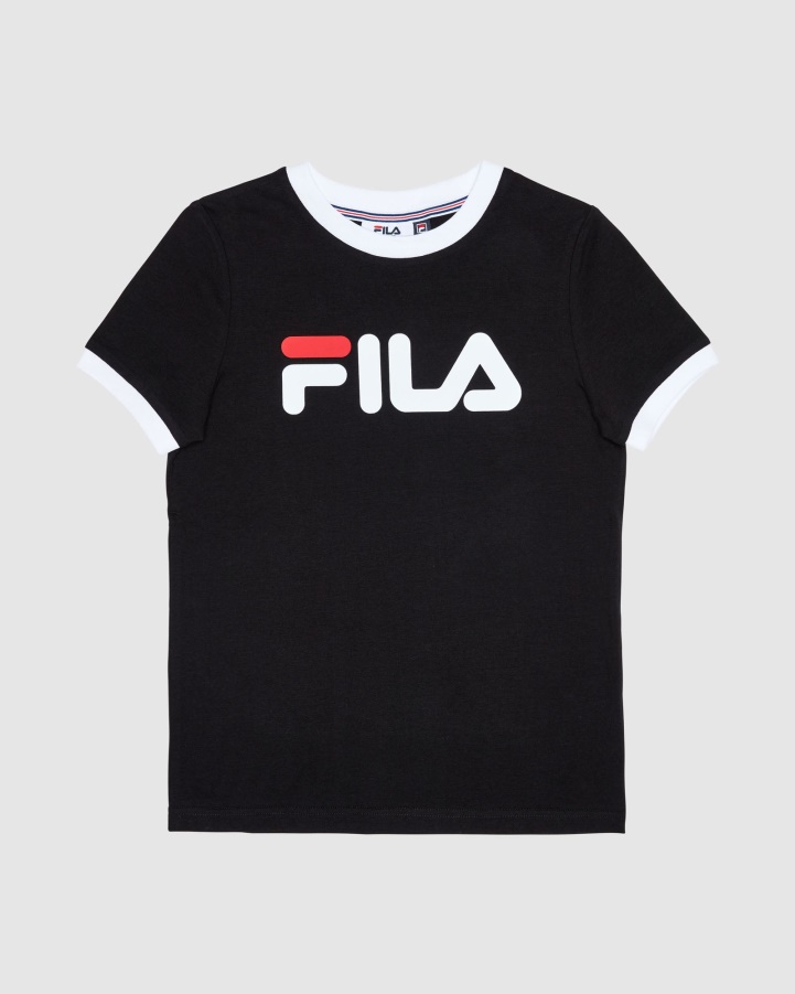 Black Fila Classic Girl's Ringer Tee