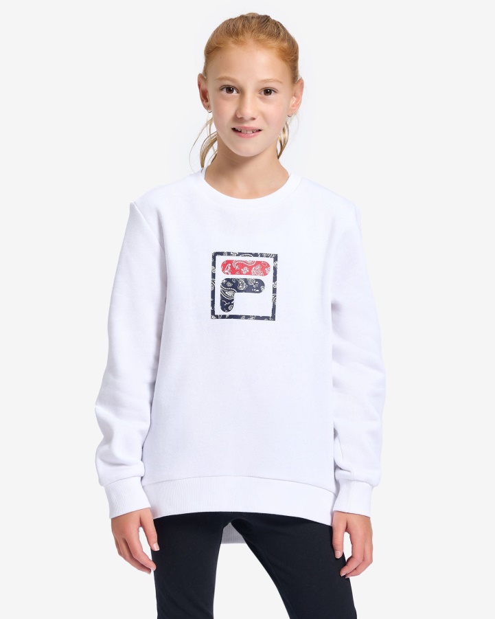Fila White Natasha Girls Crew