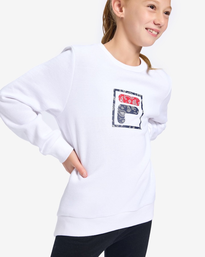 Fila White Natasha Girls Crew